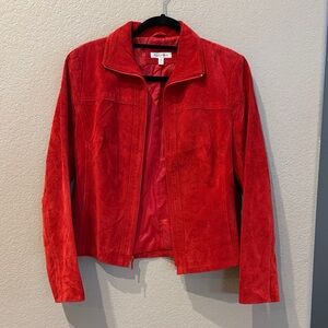 Yvonne & Marie red suede jacket 100% leather EUC